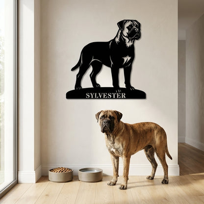 Personalized Bullmastiff Dog Name Metal Sign. Custom Dog Owner Wall Decor Gift