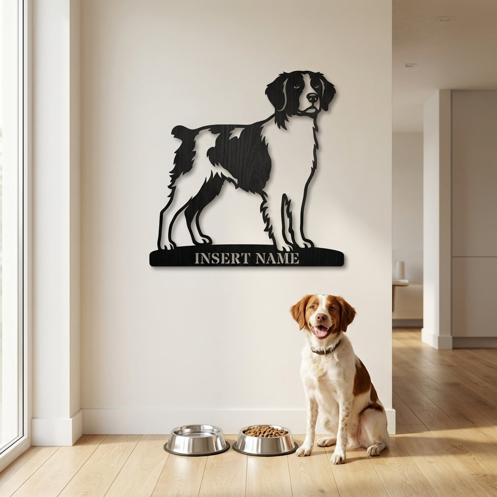 Personalized Brittany Dog Metal Sign. Custom Dog Owner Wall Decor Gift