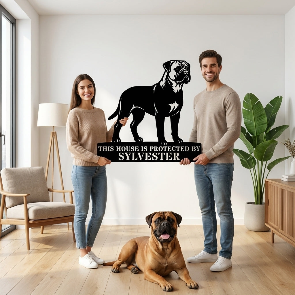 Bullmastiff Guard Dog Name Metal Sign. Custom Dog  Wall Decor