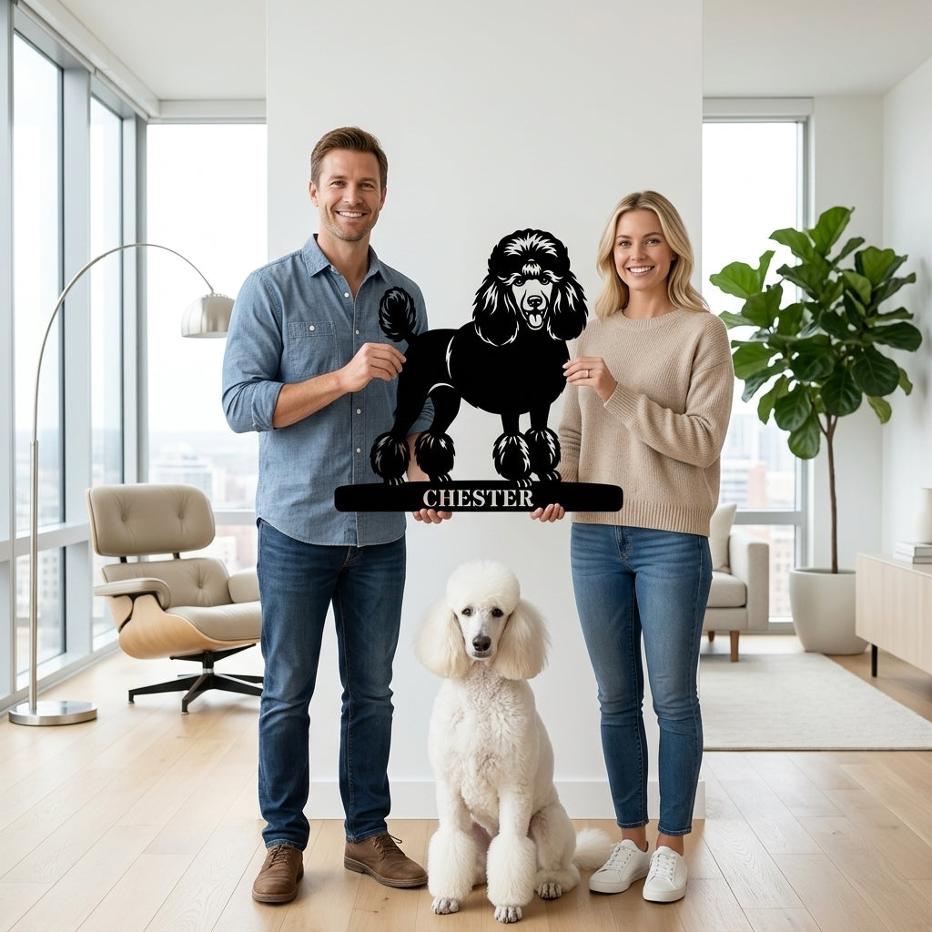 Poodle Personalized Name Metal Sign. Custom Dog Lover Wall Decor Gift