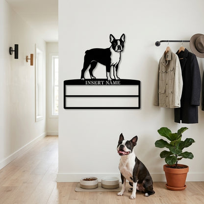 Personalized Boston Terrier Rosette Name Metal Sign. Custom Dog Champion Display