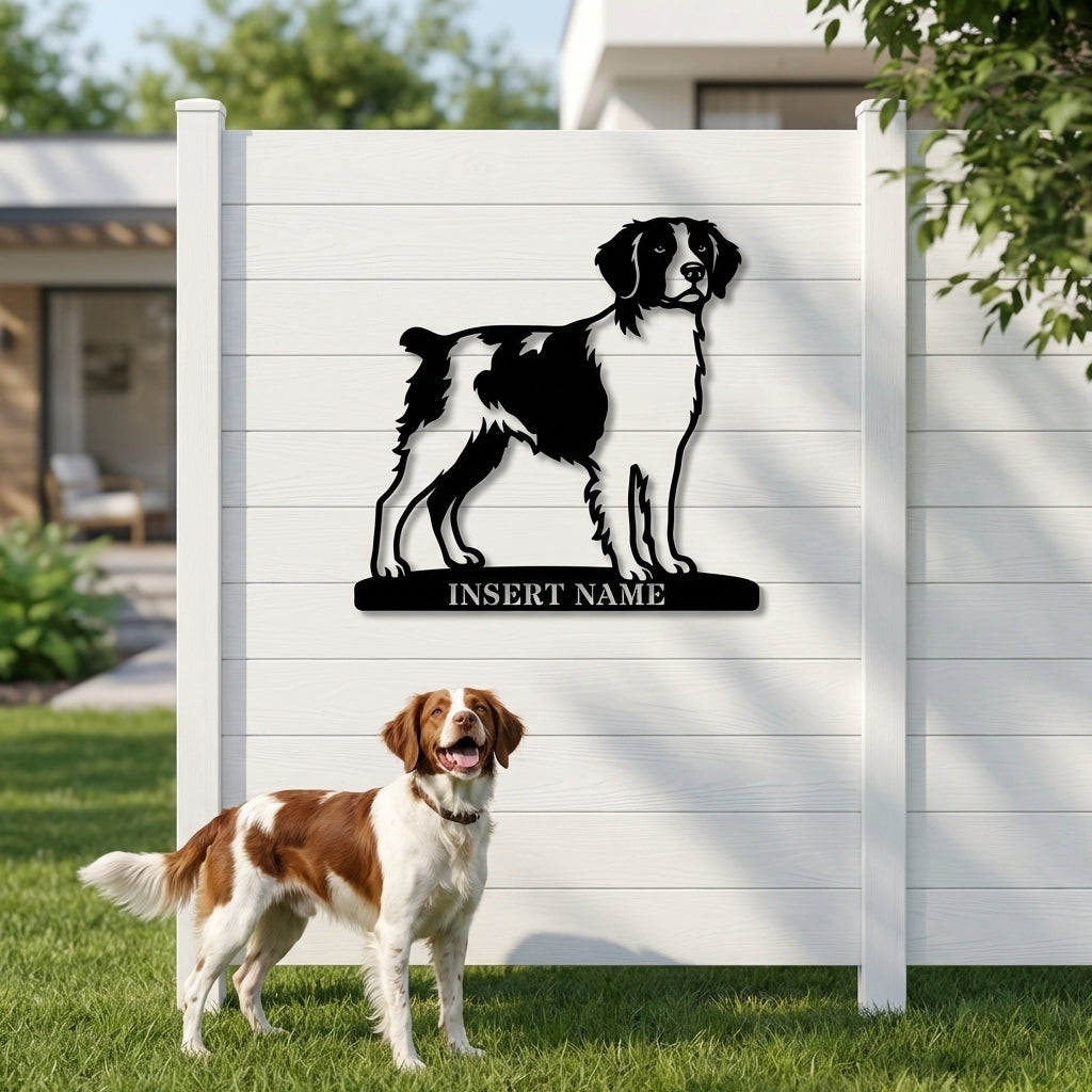 Personalized Brittany Dog Metal Sign. Custom Dog Owner Wall Decor Gift