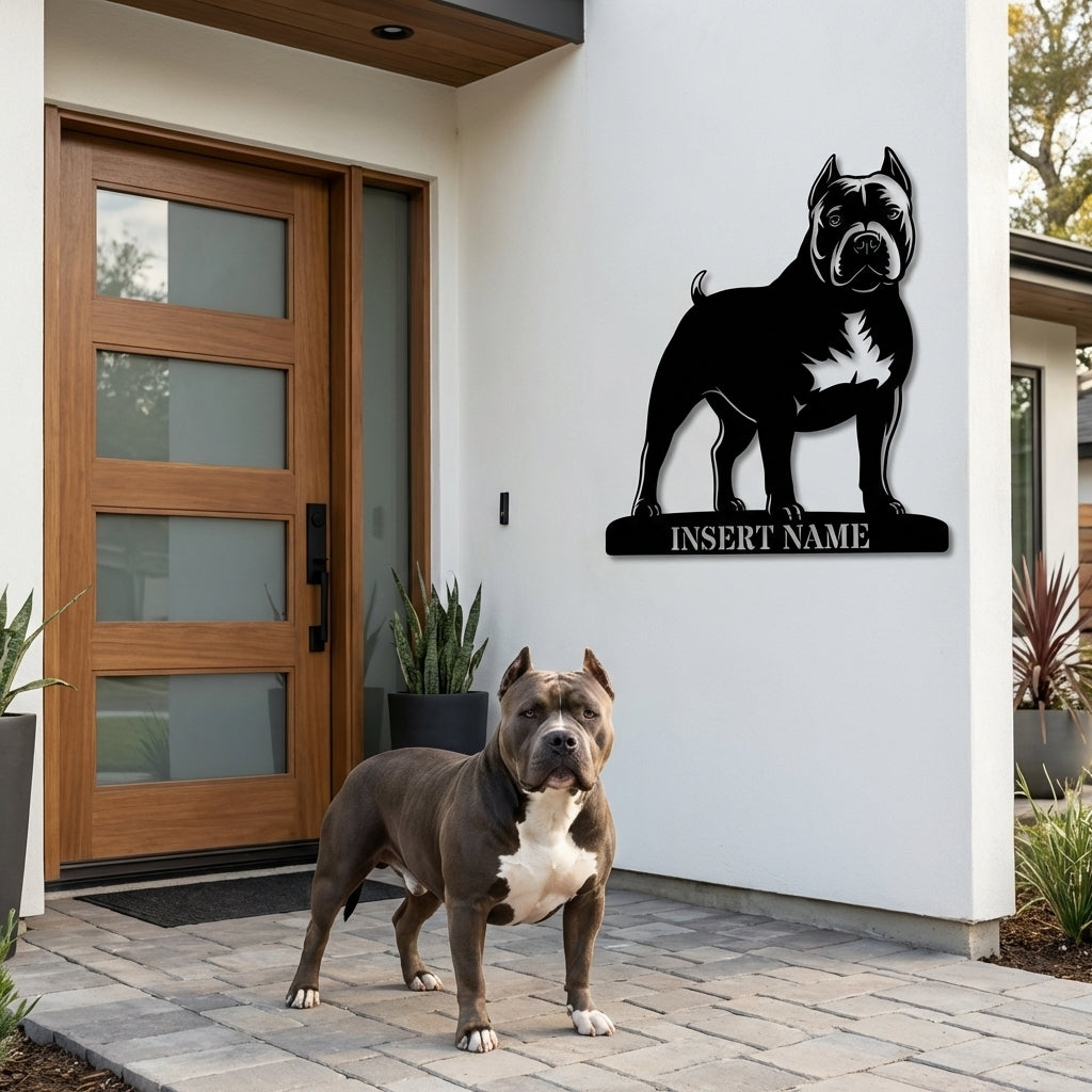 Personalized American Bully Name Metal Sign. Custom Dog Owner Wall Decor Gift