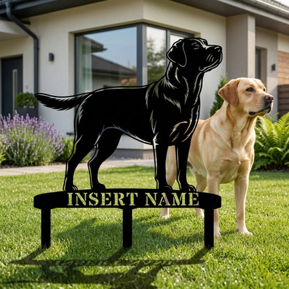 Personalized Labrador Retriever Garden Metal Sign With Stakes. Custom Dog Name Gift