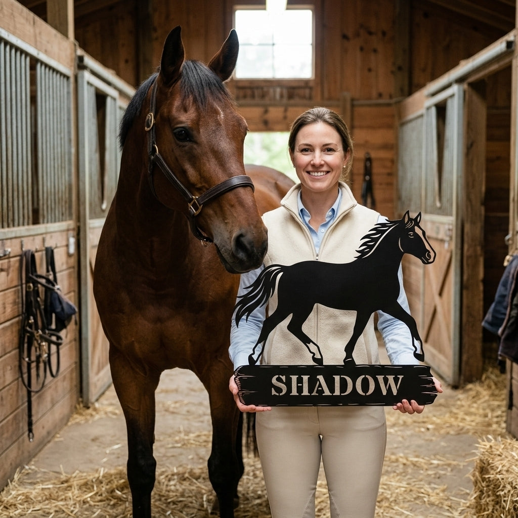 Custom Danish Warmblood Horse Metal Sign With Name. Personalized Horsebarn Wall Decor Gift