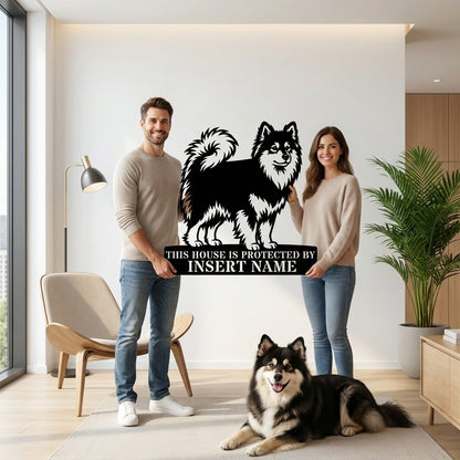 Personalized Finnish Lapphund Guard Metal Sign. Custom Dog Name Wall Decor