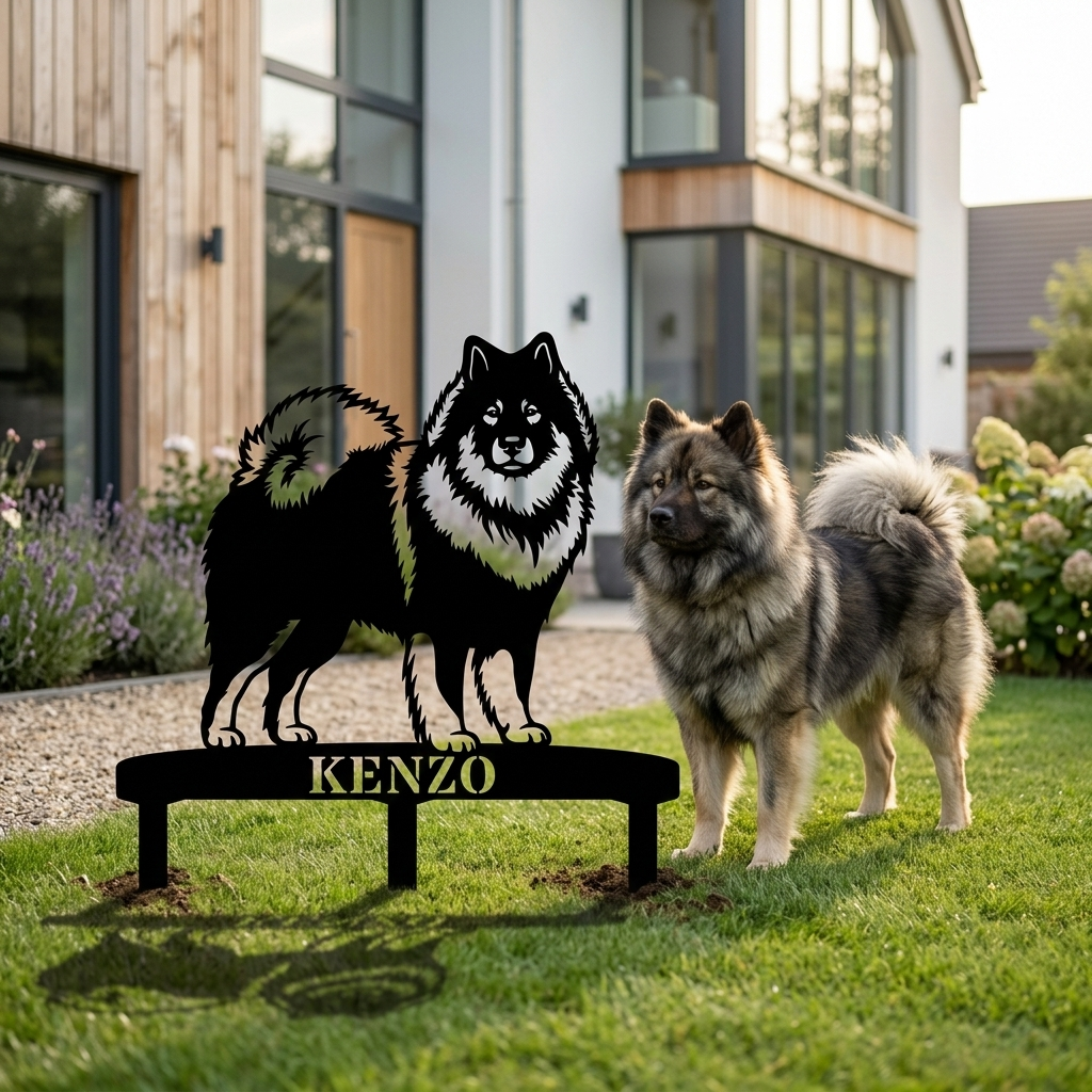 Personalized Eurasier Garden Metal Sign With Stakes. Custom Dog Lover Name Gift