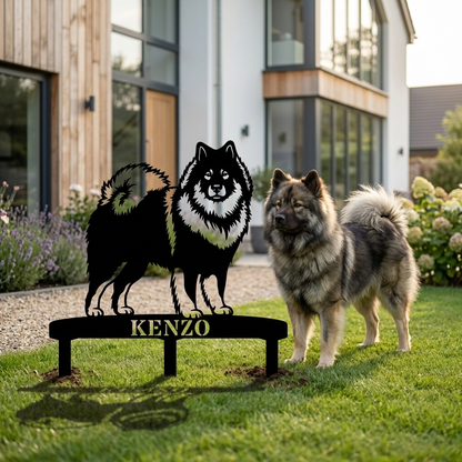 Personalized Eurasier Garden Metal Sign With Stakes. Custom Dog Lover Name Gift
