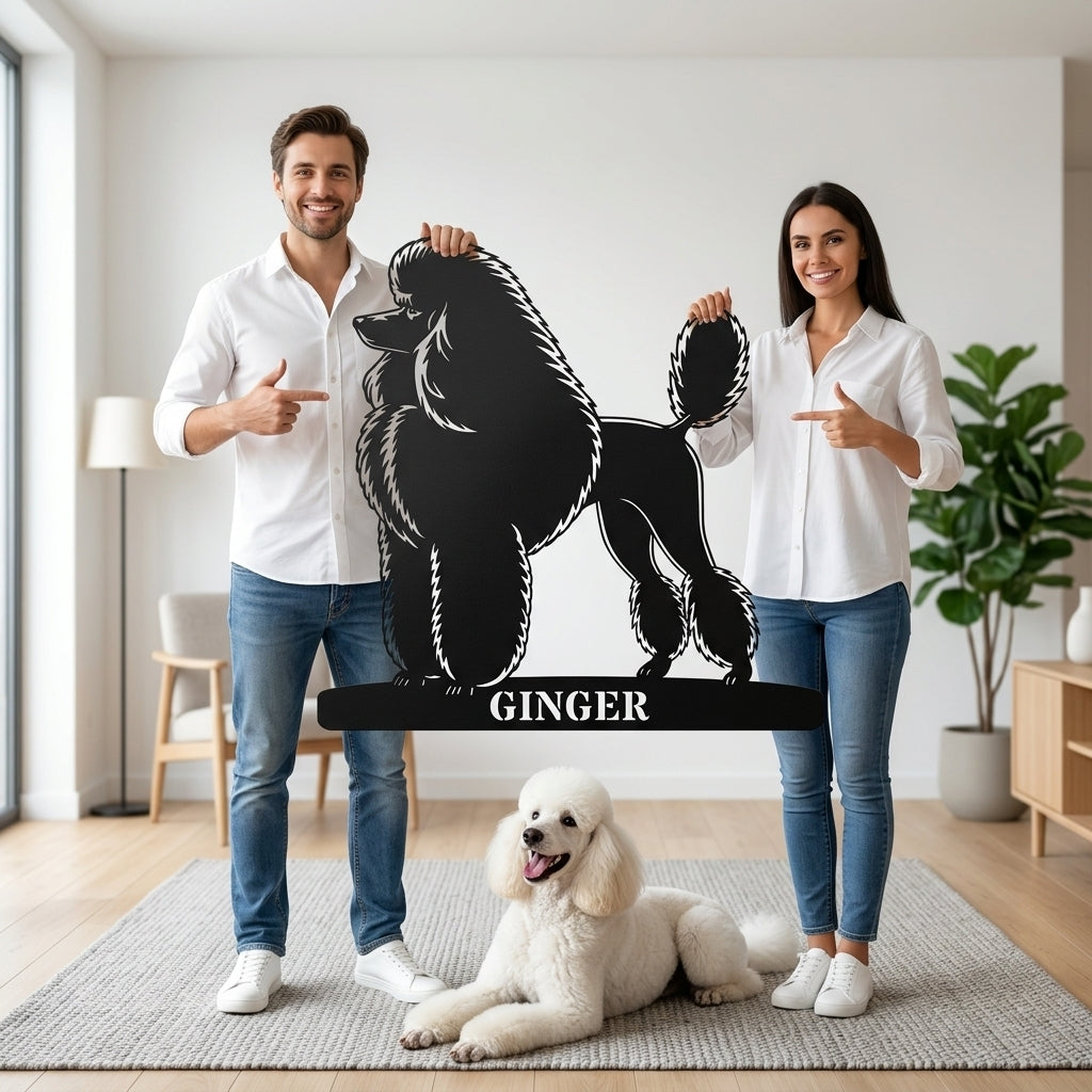 Personalized Dog Name Metal Sign. Custom Poodle Owner Wall Decor Gift