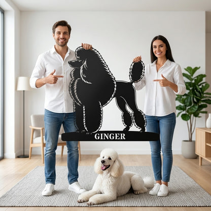 Personalized Dog Name Metal Sign. Custom Poodle Owner Wall Decor Gift