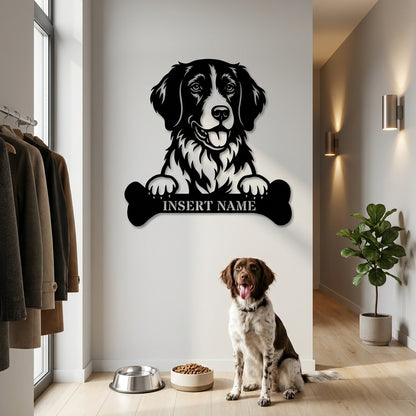 Personalized Small Munsterlander With Bone Metal Sign. Custom Dog Name Decor