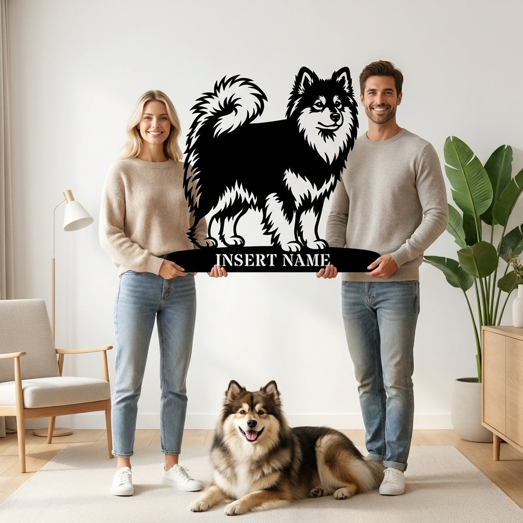 Personalized Finnish Lapphund Name Metal Sign. Custom Dog Owner Wall Decor Gift