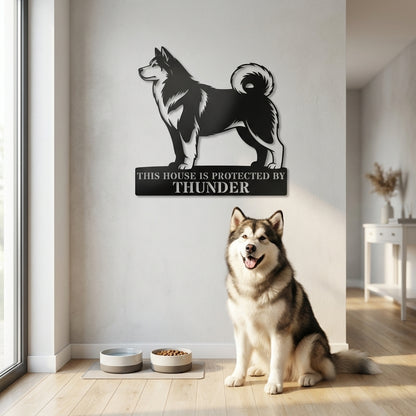 Personalized Alaskan Malamute Guard Metal Sign. Custom Dog Name Wall Decor