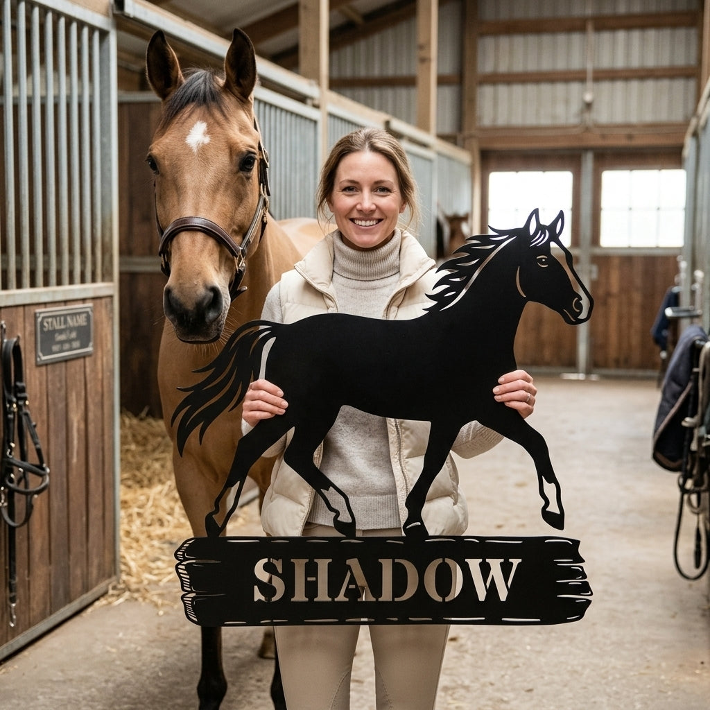 Custom Danish Warmblood Horse Metal Sign With Name. Personalized Horsebarn Wall Decor Gift