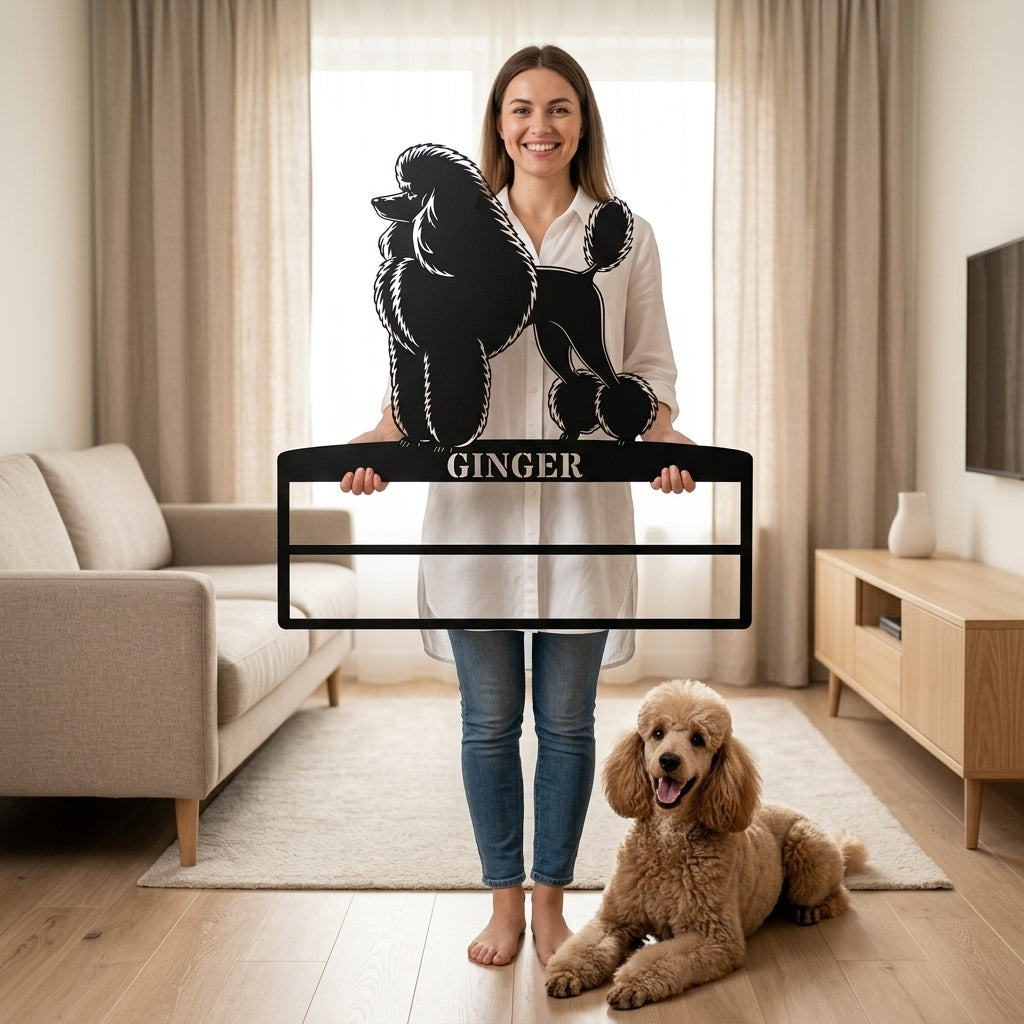 Personalized Dog Rosette Metal Sign. Custom Poodle Champion Ribbon Display