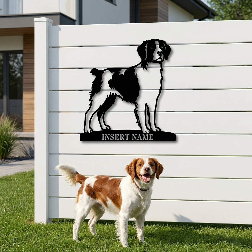 Personalized Brittany Dog Metal Sign. Custom Dog Owner Wall Decor Gift