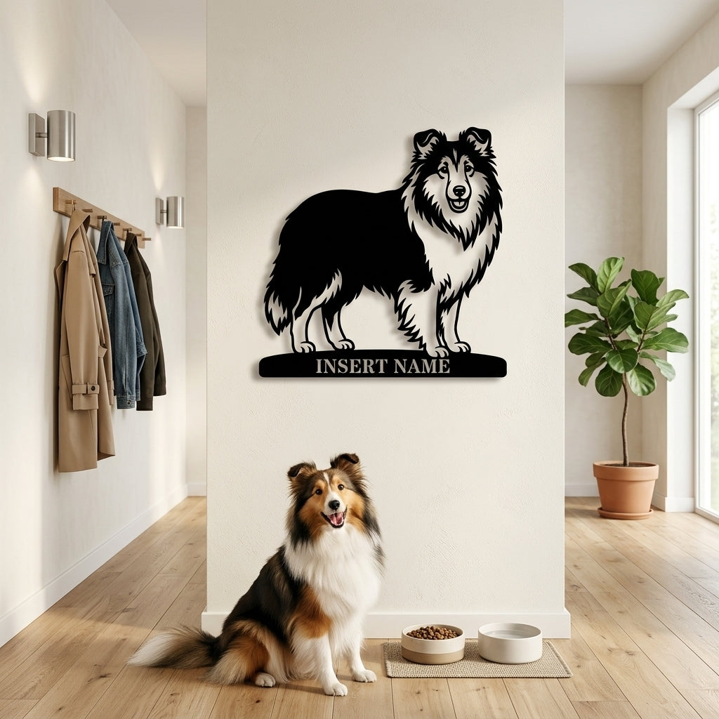 Personalized Shetland Sheepdog Name Metal Sign. Custom Dog Owner Wall Decor Gift
