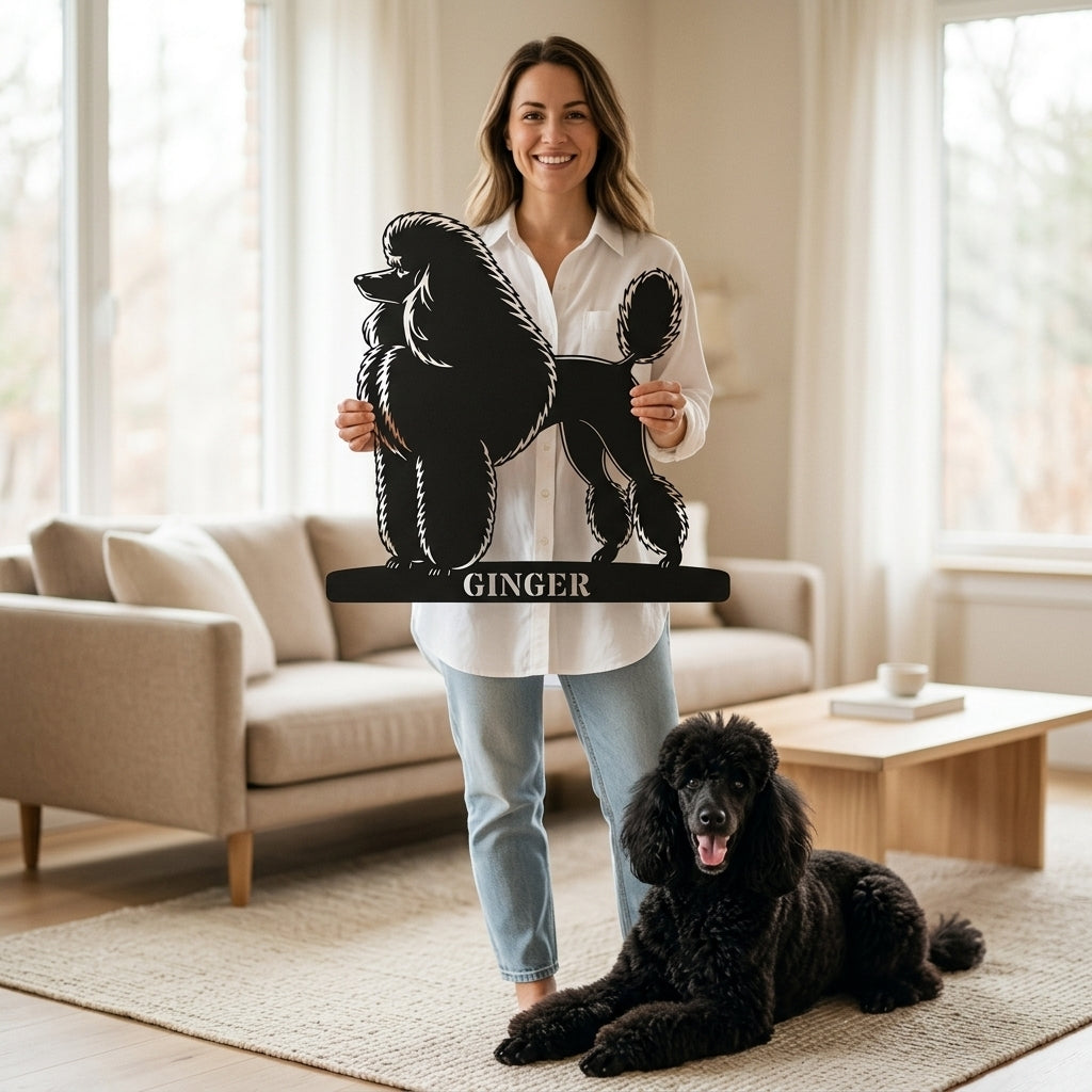 Personalized Dog Name Metal Sign. Custom Poodle Owner Wall Decor Gift