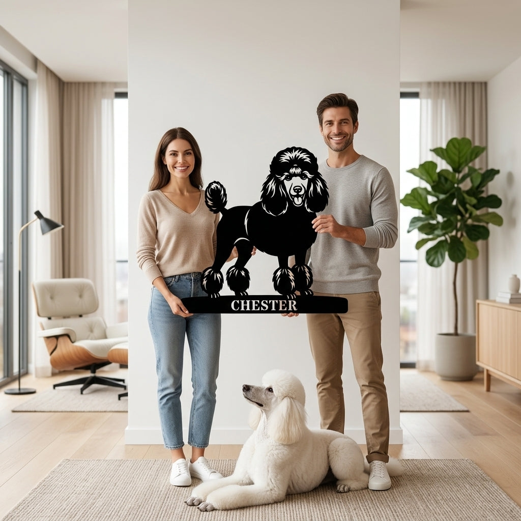 Poodle Personalized Name Metal Sign. Custom Dog Lover Wall Decor Gift