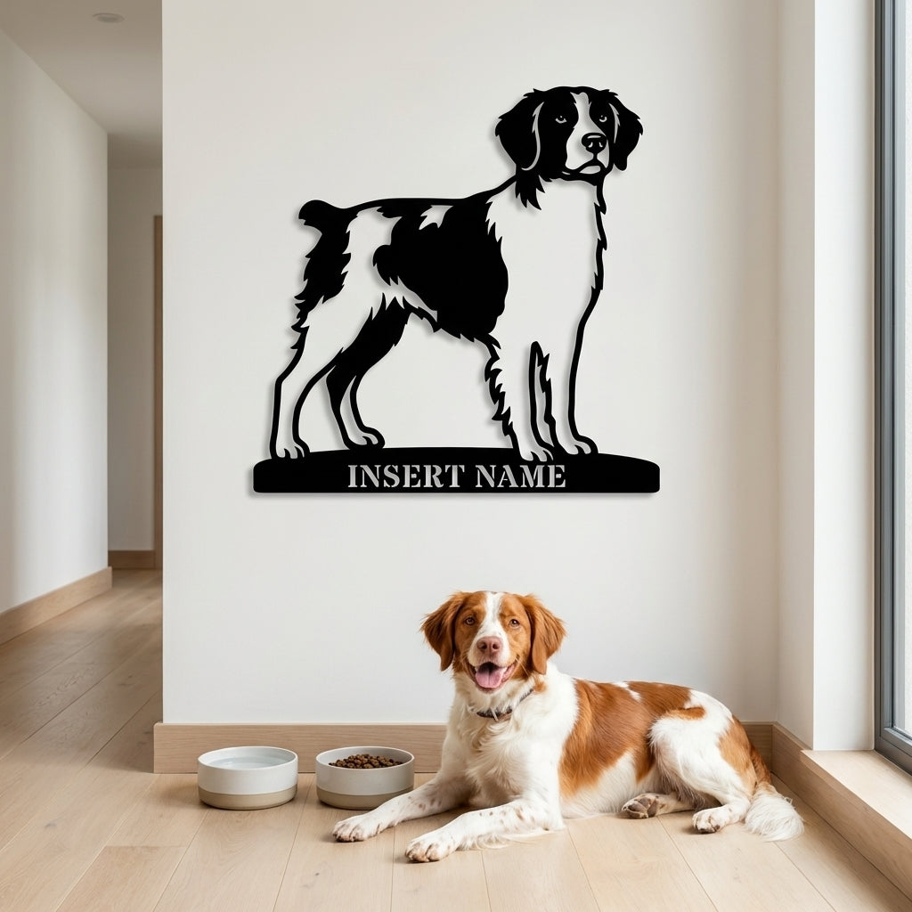 Personalized Brittany Dog Metal Sign. Custom Dog Owner Wall Decor Gift