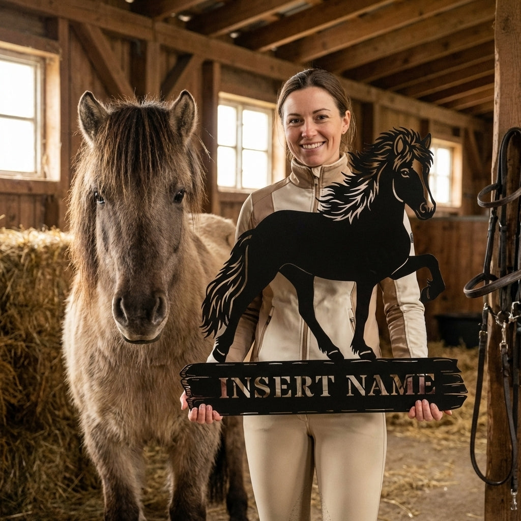 Custom Icelandic Horsename Metal Sign. Personalized Horsebarn Wall Decor Gift