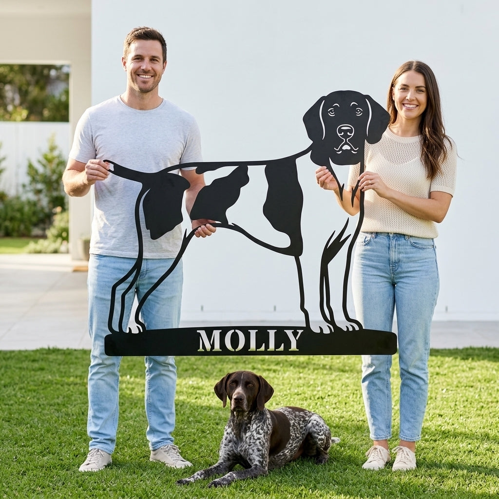 Personalized German Shorthaired Pointer Name Metal Sign. Custom Dog Owner Wall Decor Gift