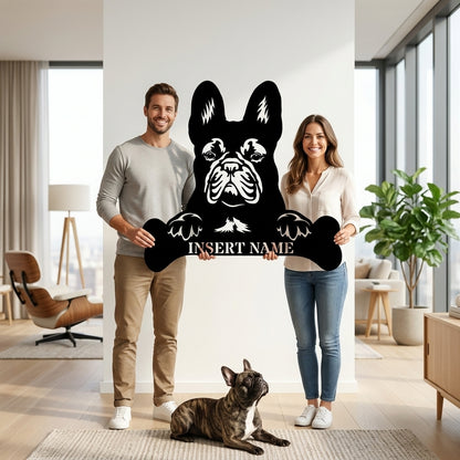 Personalized French Bulldog Name Metal Sign. Customizable Dog Owner Wall Decor Gift
