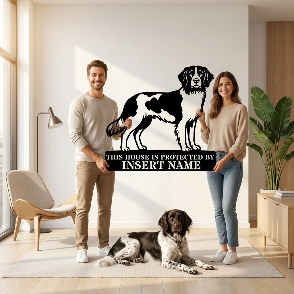 Personalized Small Munsterlander Guard Metal Sign. Custom Dog Name Wall Decor