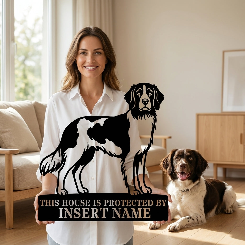 Personalized Small Munsterlander Guard Metal Sign. Custom Dog Name Wall Decor