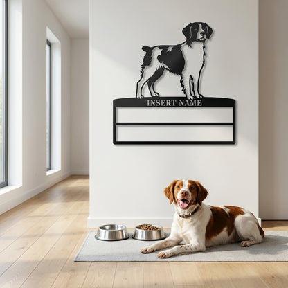 Personalized Brittany Dog Rosette Name Metal Sign Champion Display