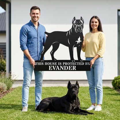 Personalized Cane Corso Guard Metal Sign. Custom Dog Protect Name Wall Decor
