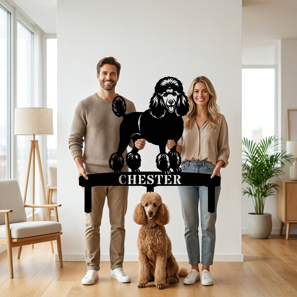 Poodle Personalized  Garden Metal Sign With Stakes. Custom Dog Name Gift
