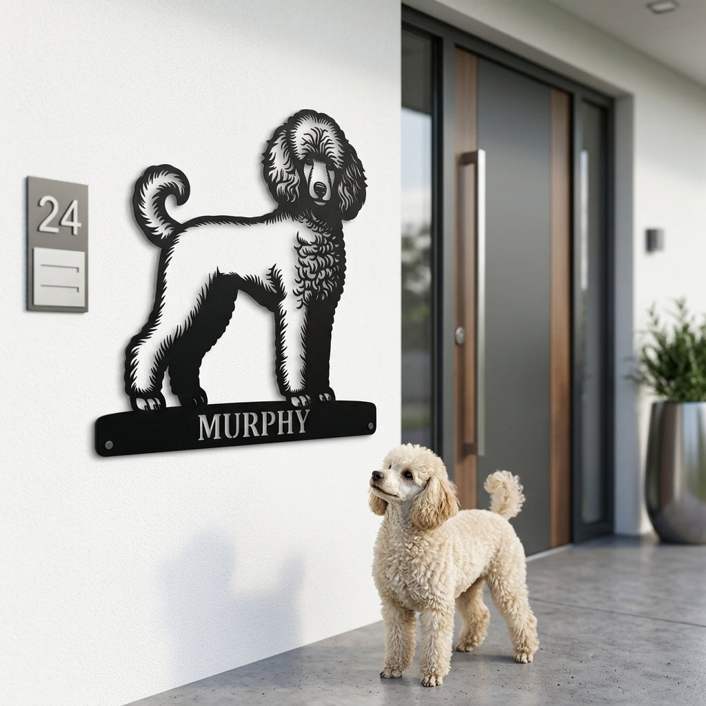 Personalized Poodle Dog Name Metal Sign. Custom Dog Owner Wall Decor Gift