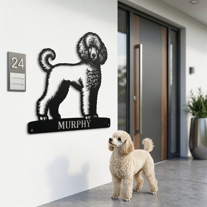Personalized Poodle Dog Name Metal Sign. Custom Dog Owner Wall Decor Gift