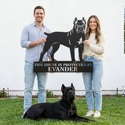 Personalized Cane Corso Guard Metal Sign. Custom Dog Protect Name Wall Decor