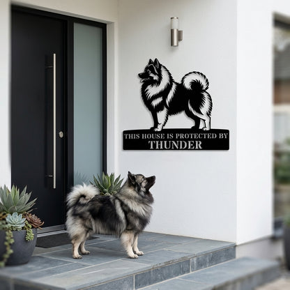 Personalized Keeshond Guard Metal Sign. Custom Wolfspitz Name Wall Decor