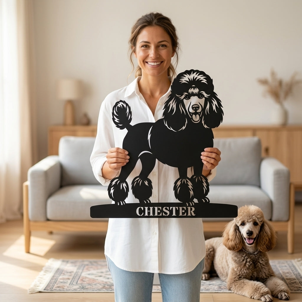Poodle Personalized Name Metal Sign. Custom Dog Lover Wall Decor Gift