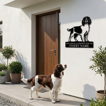 Personalized English Springer Spaniel Guard Metal Sign. Custom Dog Name Wall Decor