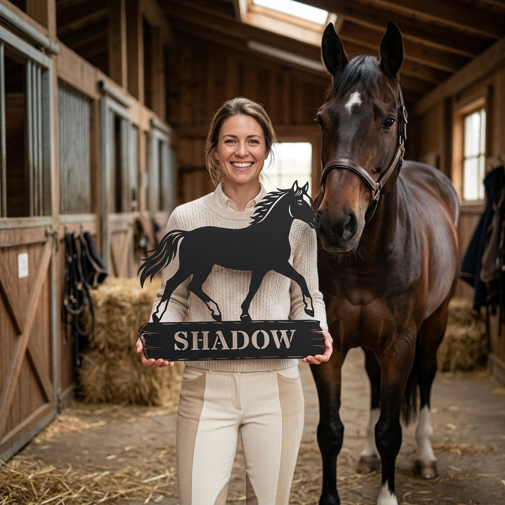 Custom Danish Warmblood Horse Metal Sign With Name. Personalized Horsebarn Wall Decor Gift