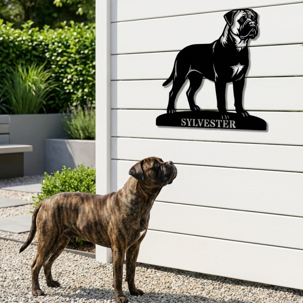 Personalized Bullmastiff Dog Name Metal Sign. Custom Dog Owner Wall Decor Gift