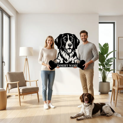 Personalized Small Munsterlander With Bone Metal Sign. Custom Dog Name Decor