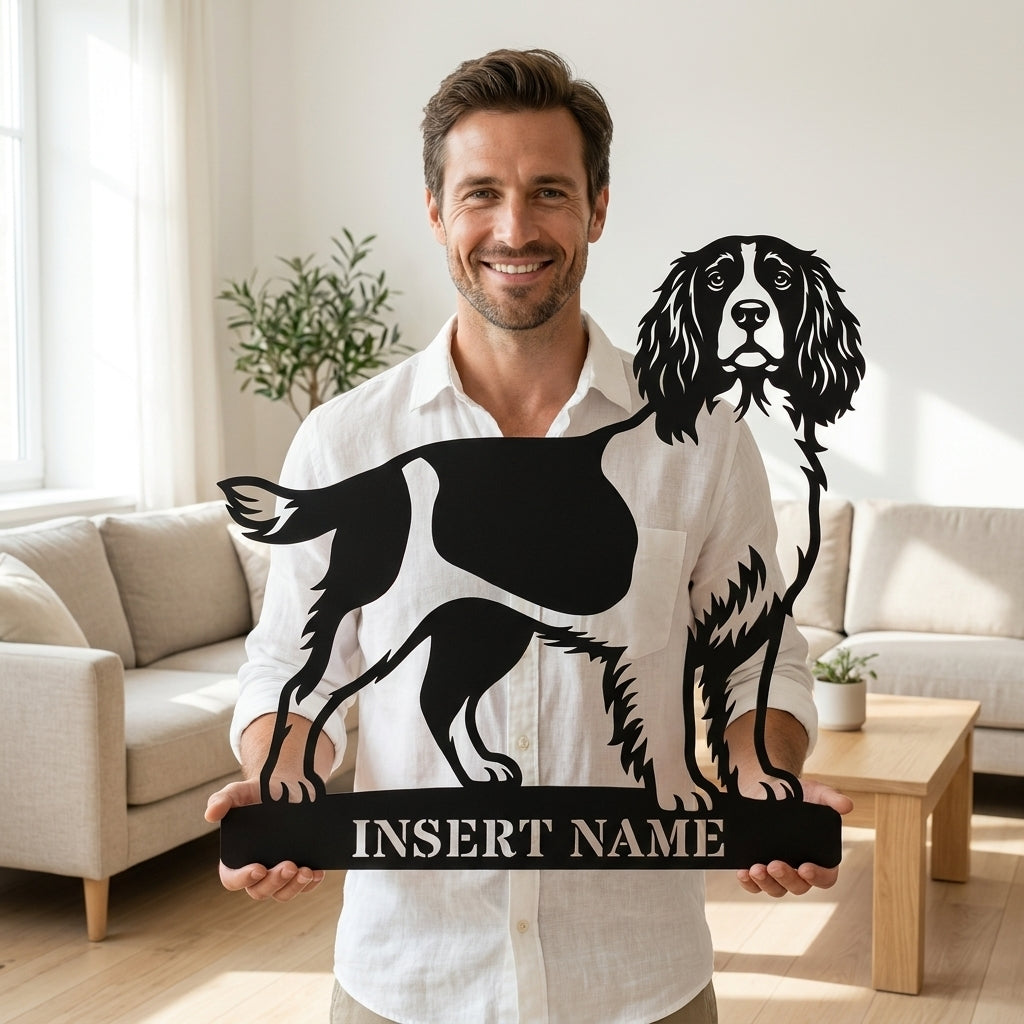 Personalized English Springer Spaniel Metal Sign. Custom Dog Owner Wall Decor Gift