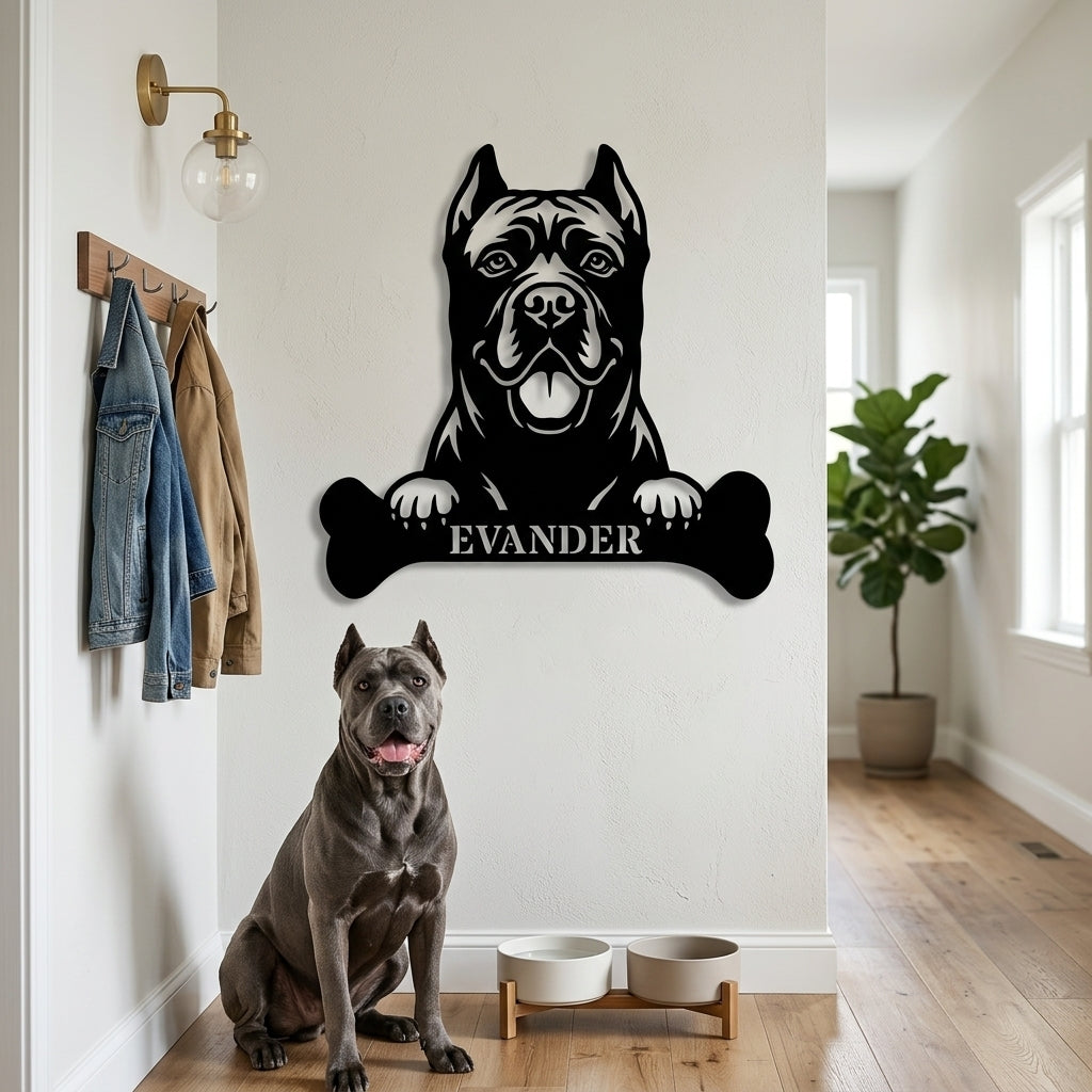 Personalized Cane Corso Dog Bone Name Metal Sign. Funny Custom Dog Wall Decor Gift