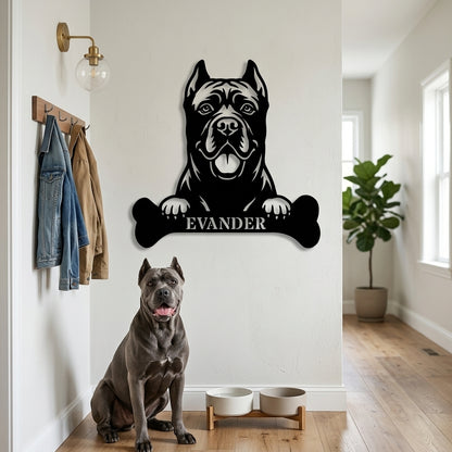 Personalized Cane Corso Dog Bone Name Metal Sign. Funny Custom Dog Wall Decor Gift