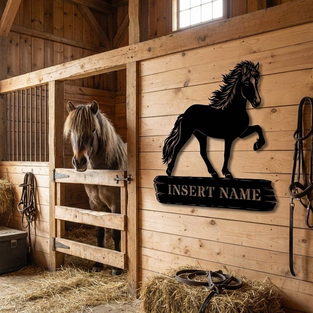 Custom Icelandic Horsename Metal Sign. Personalized Horsebarn Wall Decor Gift