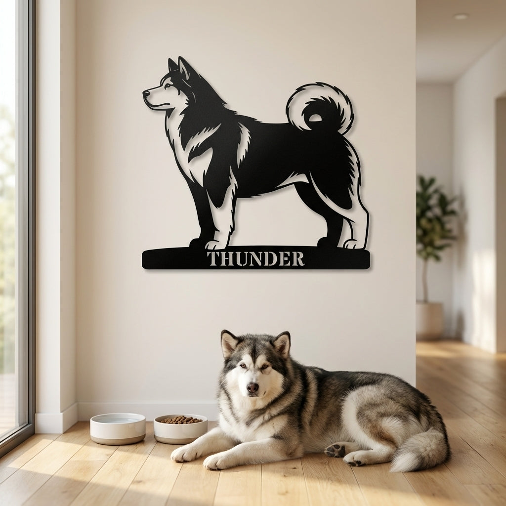 Personalized Alaskan Malamute Metal Sign. Custom Dog Owner Wall Decor Gift