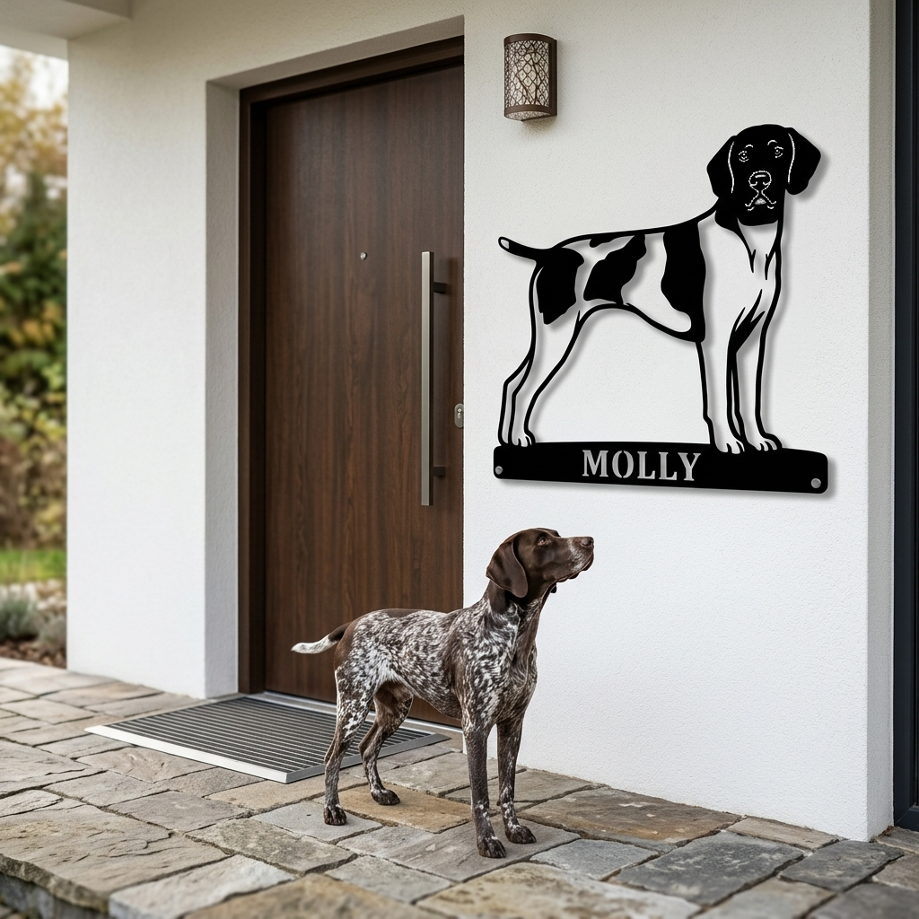 Personalized German Shorthaired Pointer Name Metal Sign. Custom Dog Owner Wall Decor Gift