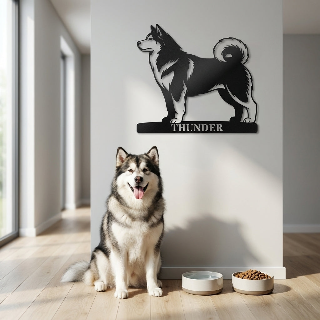 Personalized Alaskan Malamute Metal Sign. Custom Dog Owner Wall Decor Gift