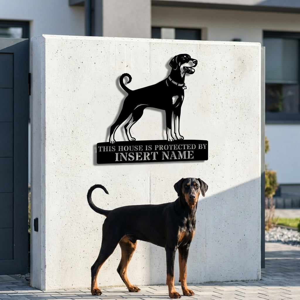 Dobermann Guard Dog Name Metal Sign. Custom Dog  Wall Decor