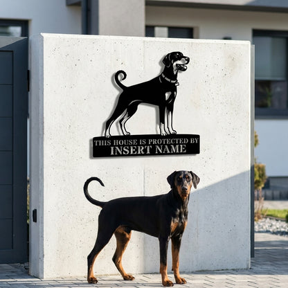 Dobermann Guard Dog Name Metal Sign. Custom Dog  Wall Decor